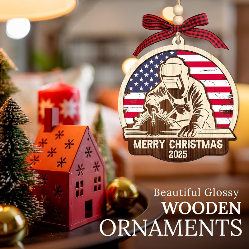 HEXMOZ Welder Ornament for Christmas Tree - Welding Ornaments - Welder Gifts, Welding Gifts for Men, Women - Merry Christmas Wood Ornament 2025 Decoration - Image 3